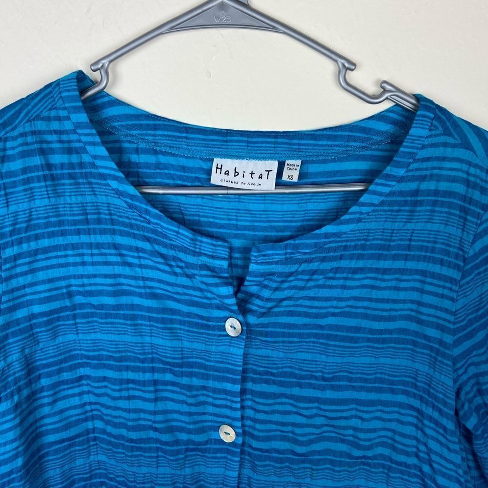 Habitat Ruffle Striped Button-Up Top - Blue - Picture 6 of 6